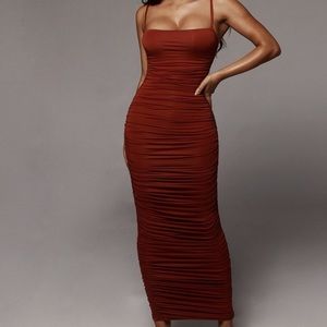 JLUXLABEL Terracotta Ruched Maxi Dress